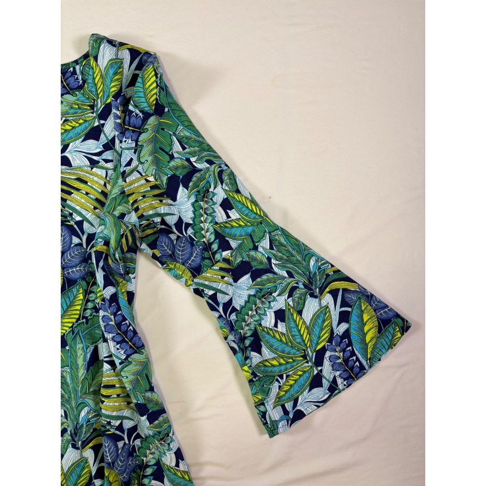 Soft Surroundings Shift Dress 2X Linen Tropical Bell Sleeve Resortwear Breezy - Picture 7 of 8
